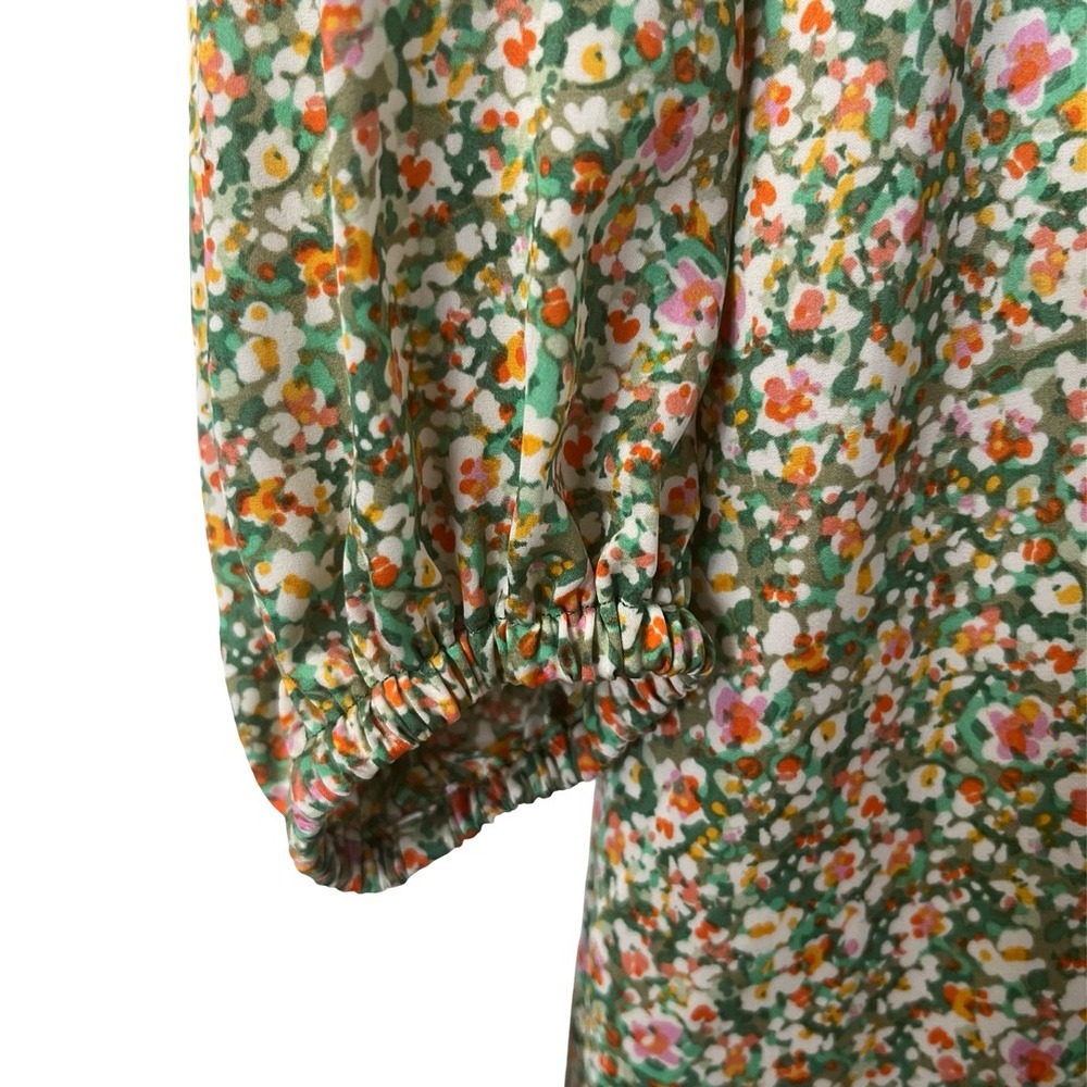 NWT Lost + Wander Wild Poppies Babydoll Mini Dress Green Floral Size Small - Picture 9 of 10